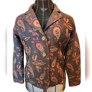CHRISTOPHER & BANKS Paisley & floral tapestry button-up blazer Size small